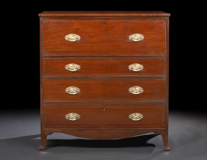 Appraisal: Regency Mahogany Secretary Chest first quarter th century the rectangular