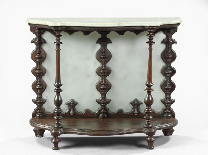 Appraisal: American Rococo Revival Faux-Rosewood and Marble-Top Console Table third quarter