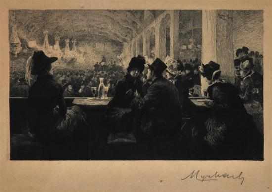 Appraisal: FELICIAN VON MYRBACH-RHEINFELD EUROPEAN - French Cafe engraving x cm