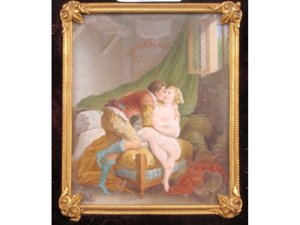 Appraisal: A Victorian portrait miniature of a young couple in a