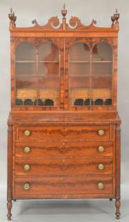 Appraisal: Sheraton mahogany secretary desk in three parts upper section with