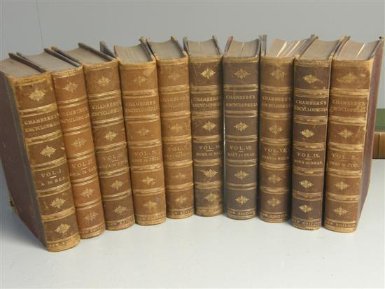 Appraisal: Chambers Encyclopaedia leather bound vols with biographical dictionary PROVENANCE Thetis