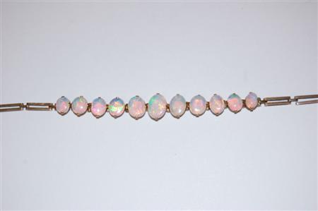 Appraisal: An Edwardian opal set bracelet composed of eleven graduated oval