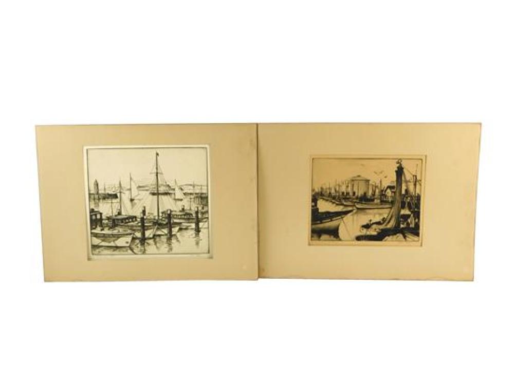 Appraisal: Gene Kloss American - two unframed etchings pencil signed Fisherman's