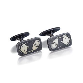 Appraisal: Georg Jensen Fishing Cufflinks Designed as a pair of fishing