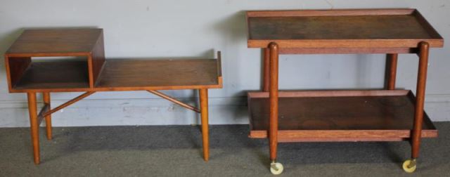 Appraisal: Midcentury Side Table Lot Includes a tray top coffee table