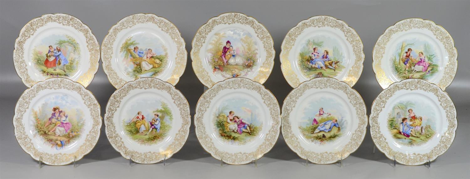 Appraisal: Sevres plates with pastoral scenes each signed Debrie reverse marked