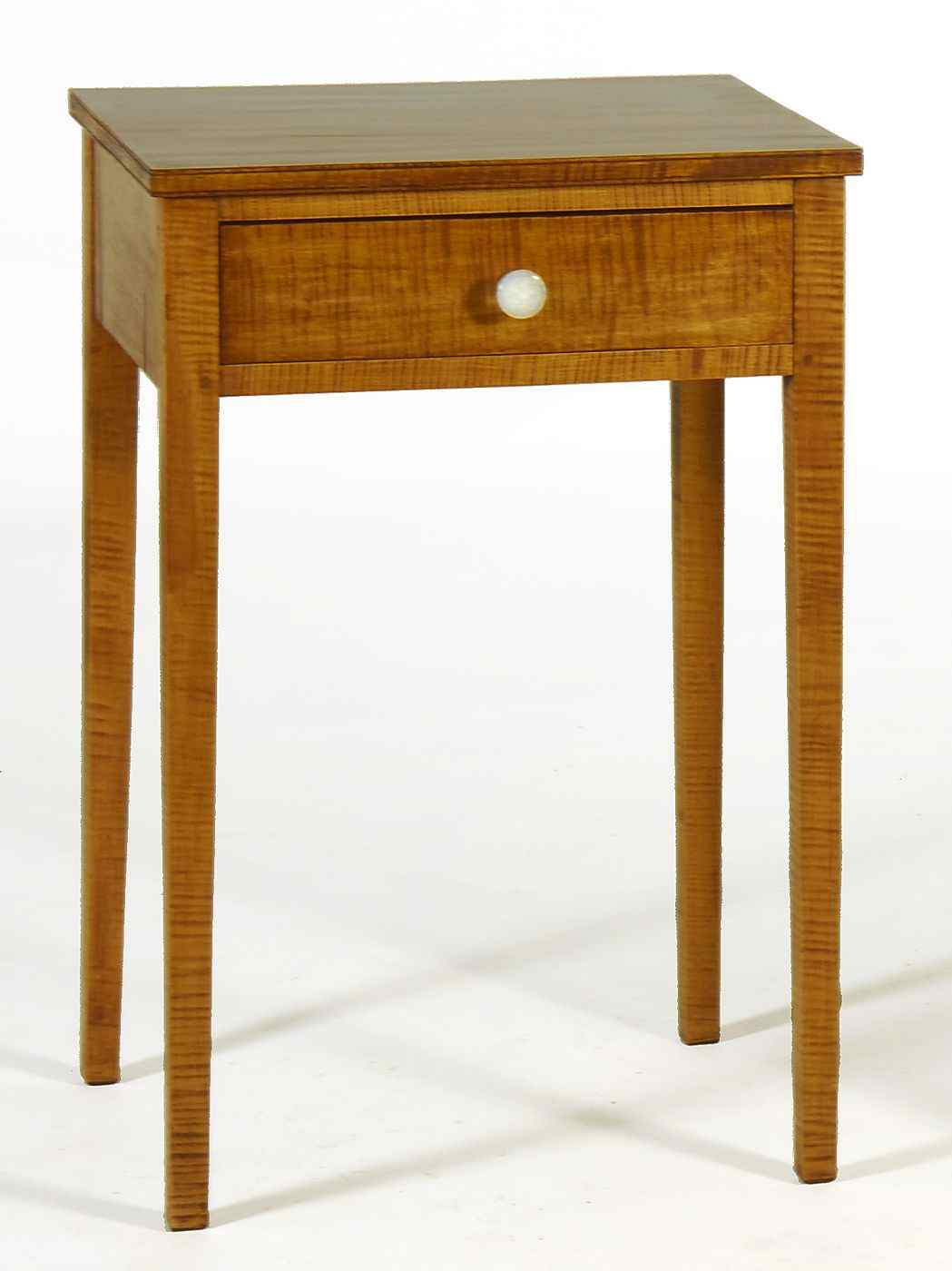 Appraisal: ANTIQUE AMERICAN HEPPLEWHITE ONE-DRAWER STAND th CenturyIn curly maple Sandwich