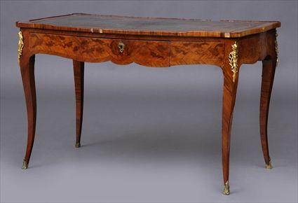 Appraisal: LOUIS XV GILT-METAL FLORAL MARQUETRY KINGWOOD PETIT BUREAU PLAT The