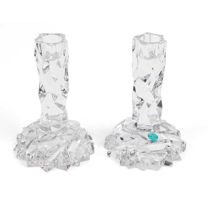 Appraisal: Tiffany and Co Rock Cut crystal candlesticks pair Made in