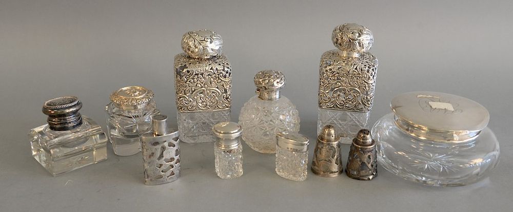 Appraisal: Eleven piece lot of silver overlay and silver topped crystal