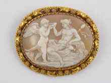 Appraisal: A Victorian carved shell cameo depicting a classical scene in