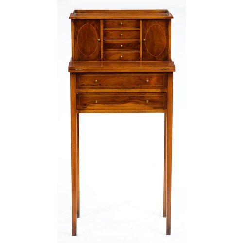 Appraisal: A Regency style yew wood bonheur du jour cm h