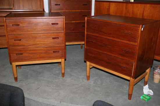 Appraisal: TWO DANISH THREE-DRAWER TEAK WOOD CHESTS - in x in