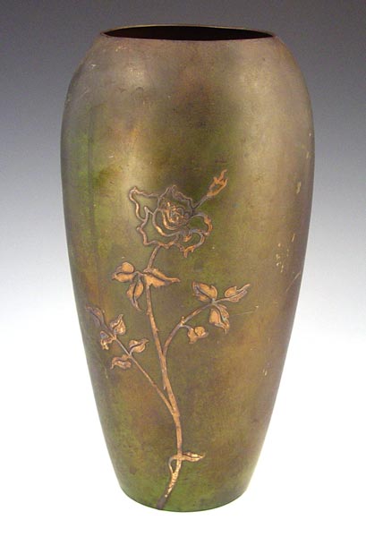 Appraisal: HEINTZ ART METAL STUDIOS BRONZE VASE Sterling on bronze floral