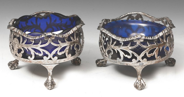 Appraisal: A PAIR OF GEORGIAN SILVER SALTS of circular form with