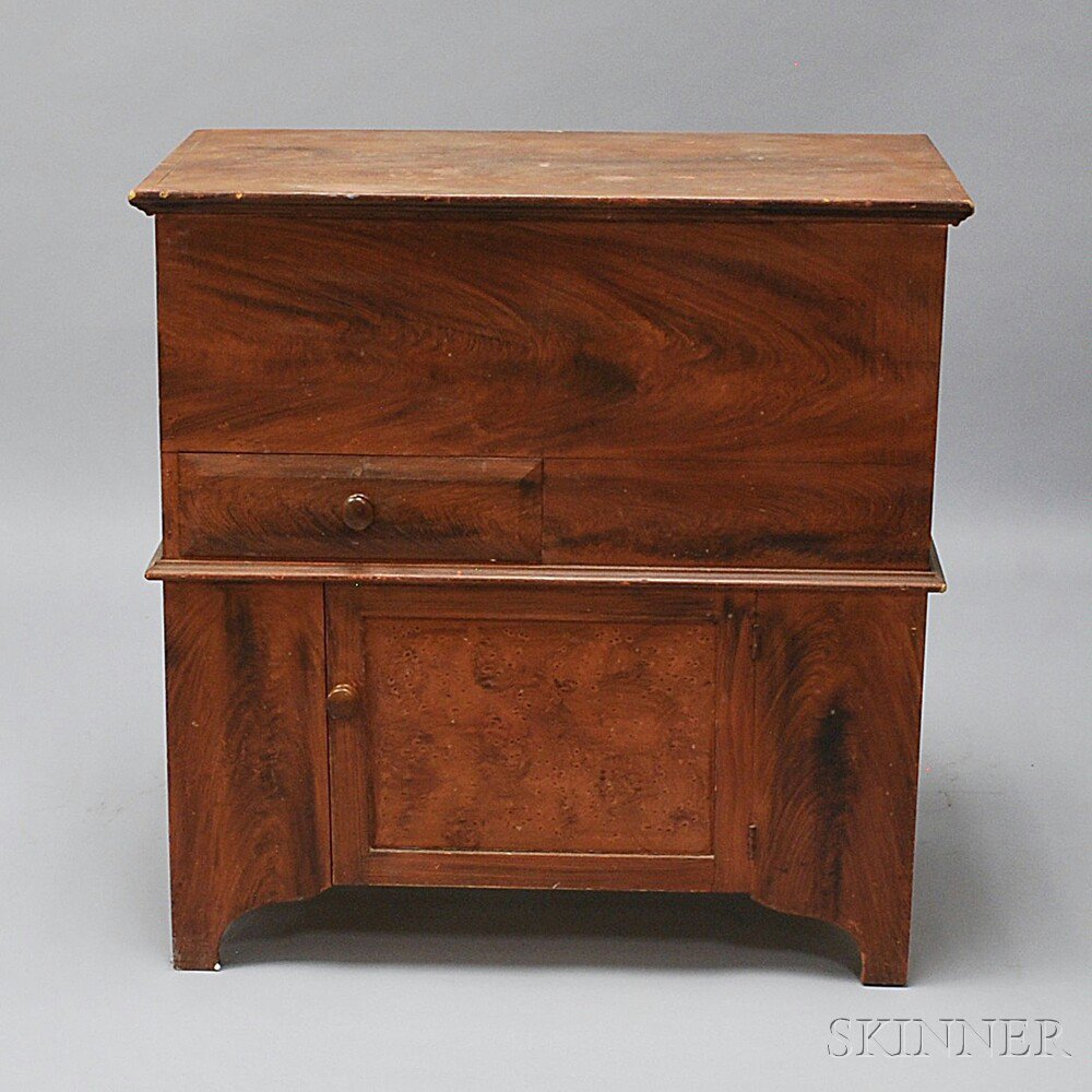 Appraisal: Federal Grain-painted Commode th century the lift-top opening to a