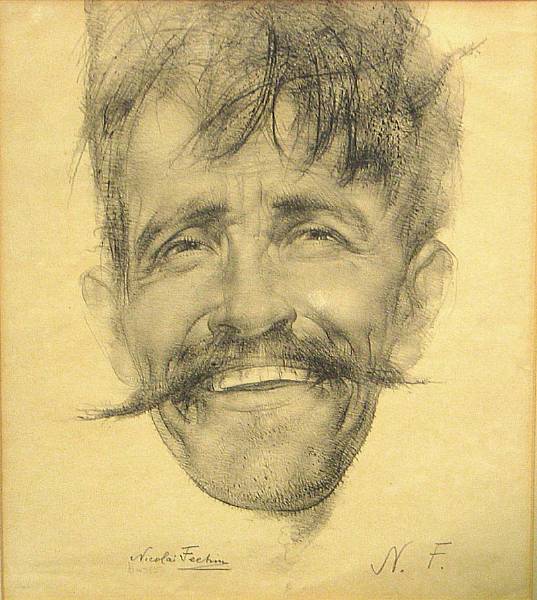 Appraisal: Nicolai Fechin Untitled Portrait of a Man n d Lithograph