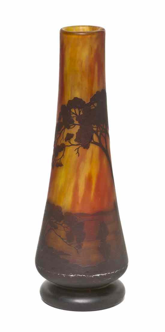 Appraisal: A Daum Cameo Glass Vase of tapering cylindrical form decorated