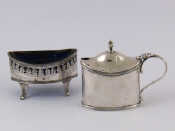 Appraisal: A Georgian silver navette shaped pierced and engraved salt with