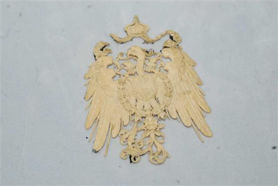 Appraisal: CONTINENTAL CARVED IVORY HERALDIC EAGLE x Broken and losses Retrieved