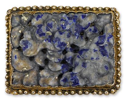 Appraisal: Chinese carved lapis lazuli plaqueplaque qing dynasty mounting later