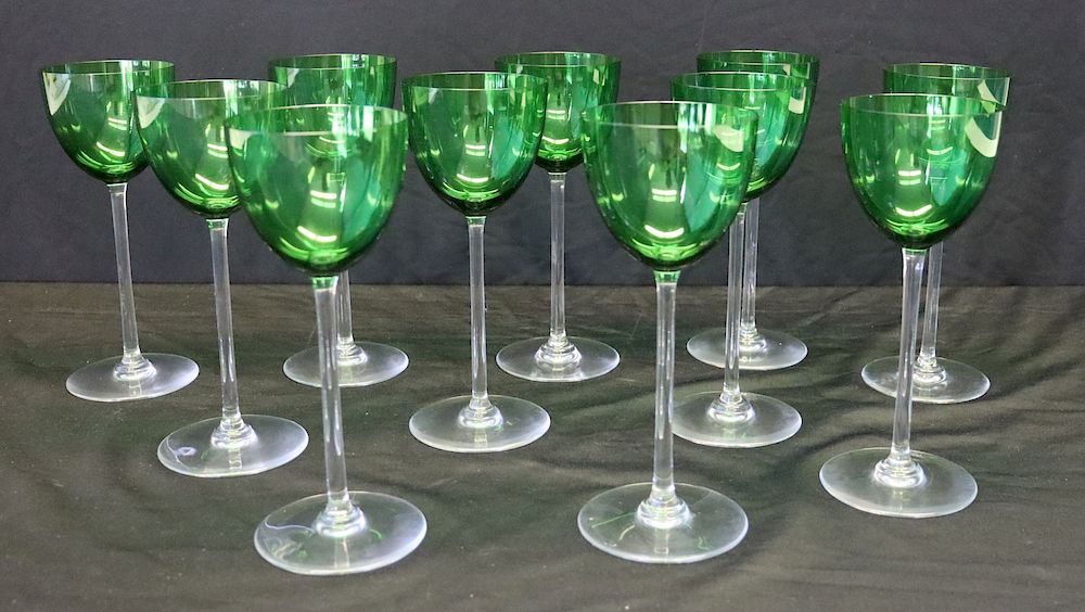 Appraisal: Colored BACCARAT Wine Glasses Green Wine Glasses all stamped on