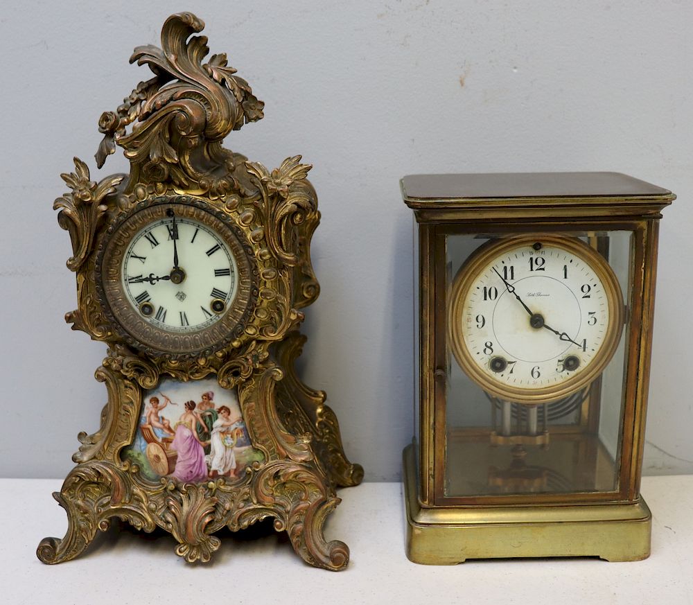 Appraisal: Antique Clocks To Inc A Louis XV Style Gilt Metal