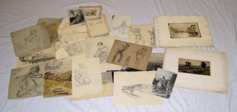 Appraisal: Hand Sketches Drawings from Beatty Collection Large selection of hand