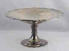 Appraisal: A silver cake stand with scroll border hallmarked for Sheffield