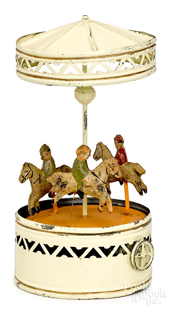 Appraisal: Bing painted tin carousel steam toy accessory Bing painted tin