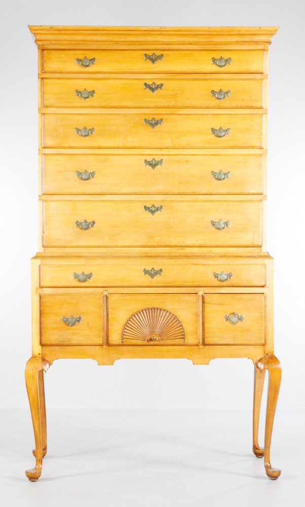 Appraisal: - th C MA Queen Anne Maple Highboy th century