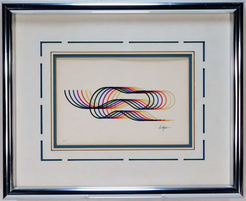 Appraisal: YAACOV AGAM MODERNIST OP ART SQUIGGLE LITHOGRAPH New York Israel