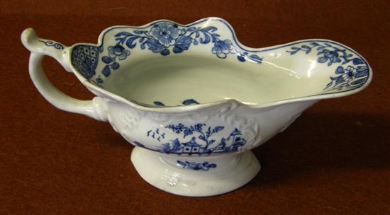 Appraisal: th century Worcester blue and white sauce boat with two