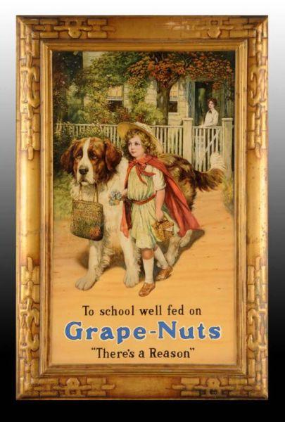 Appraisal: Grape Nuts Self Framed Tin Sign Description Circa Displays nicely