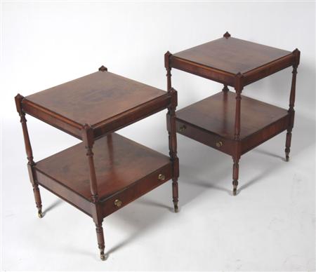 Appraisal: A pair of late th century mahogany and burr walnut