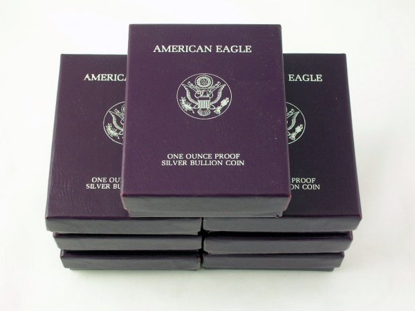 Appraisal: Seven American Eagle one ounce proof silver bullion coins including