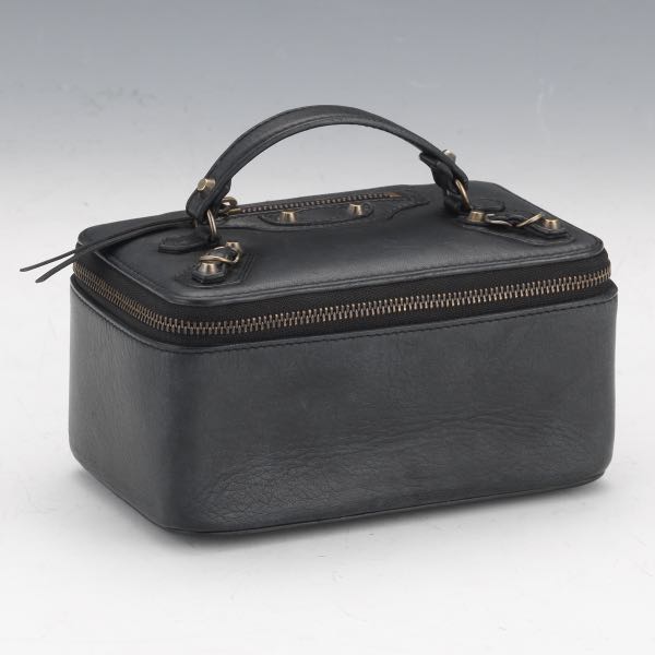 Appraisal: BALENCIAGA LEATHER VANITY BOX x x Small black leather make