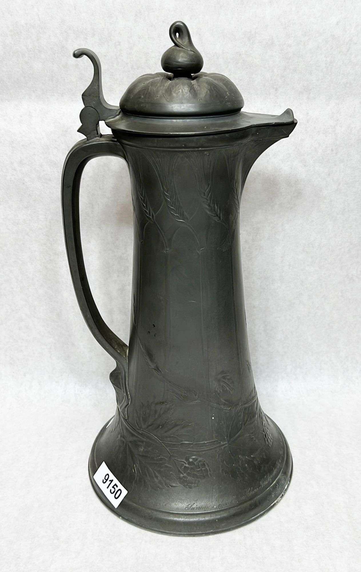 Appraisal: Secessionist Kayserzinn pewter tankard pitcherLate thC Stands in height