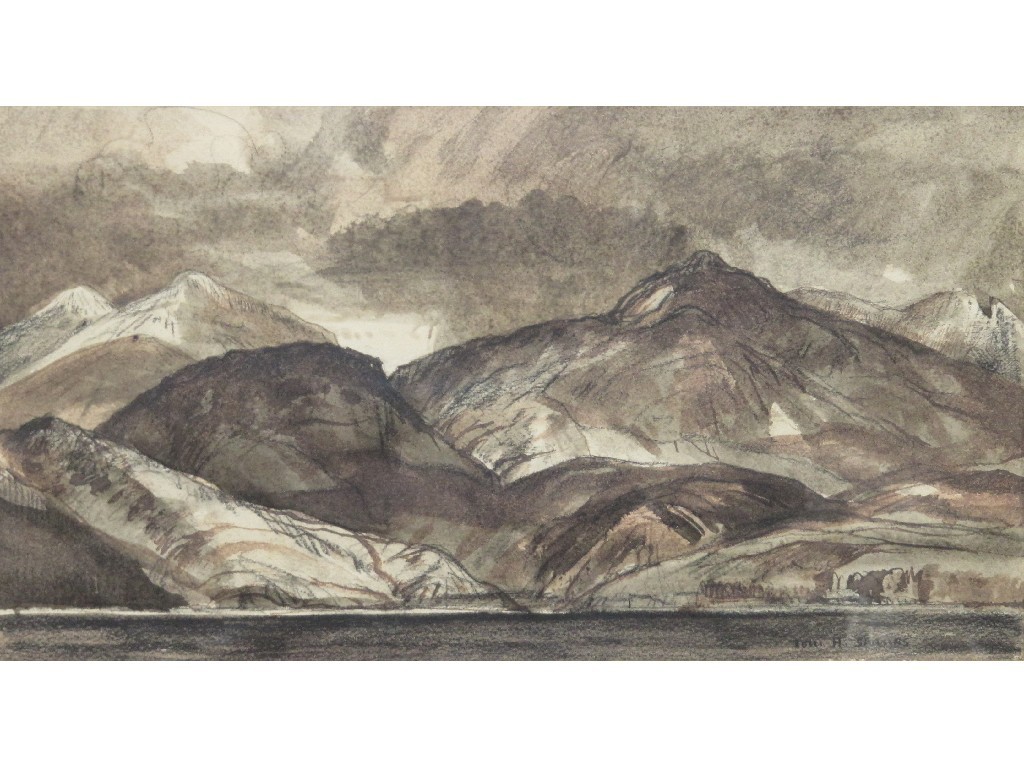 Appraisal: TOM H SHANKS Wash over chalk Highland landscape signed