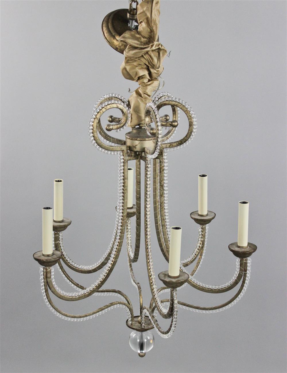 Appraisal: ROCOCO STYLE GLASS AND METAL SIX-LIGHT CHANDELIER the beaded clear