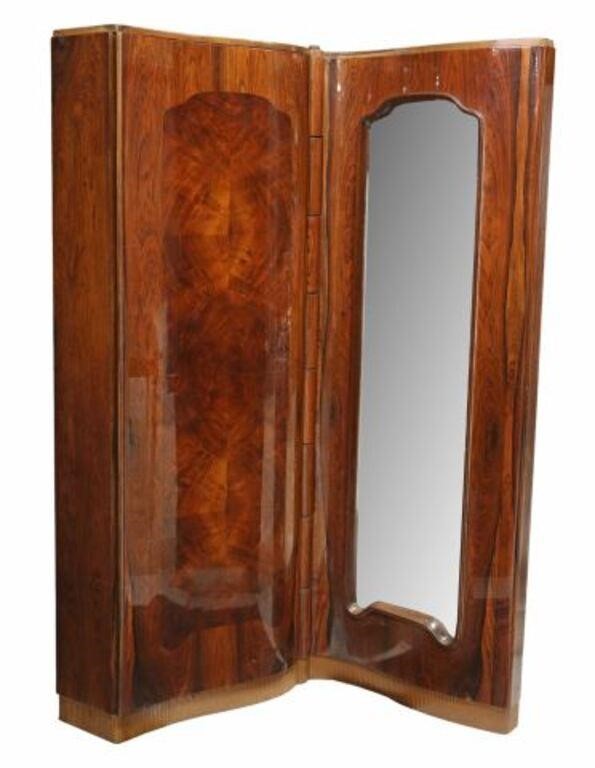 Appraisal: Italian Art Deco rosewood hall corner cabinet c s serpentine-front