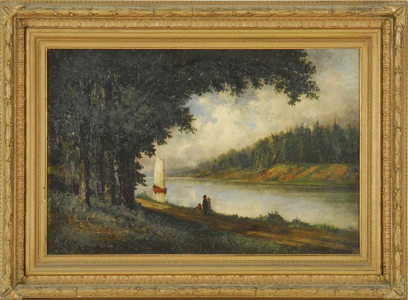 Appraisal: FREDERICK STONE BATCHELLERAmerican - Idyll times along the riverbank Signed