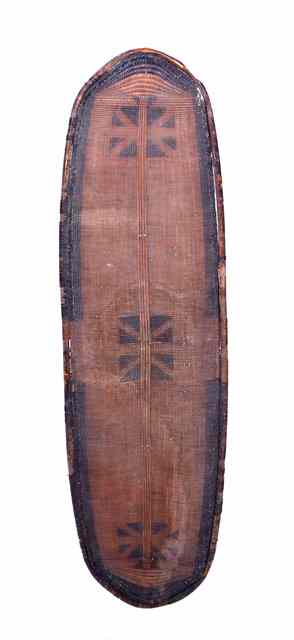 Appraisal: AN AFRICAN TRIBAL SHIELD with woven wicker and with stylised