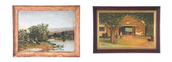 Appraisal: TWO PAINTINGS AMERICAN LATE TH-EARLY TH CENTURY Oil on canvas