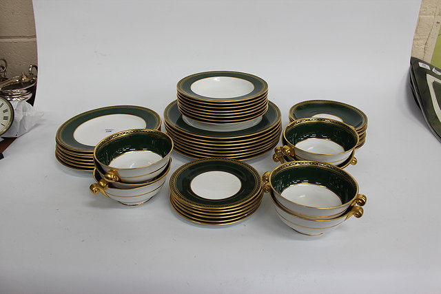 Appraisal: A SPODE GREEN AND GOLD GLAZED DINNER SERVICE pattern No