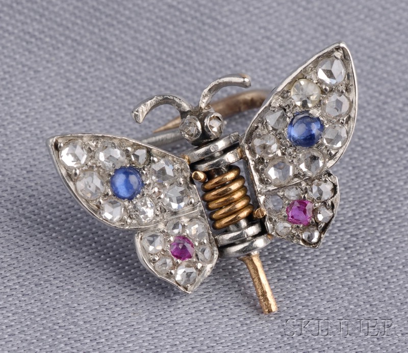 Appraisal: Antique Platinum and Diamond Veil Pin designed as a butterfly