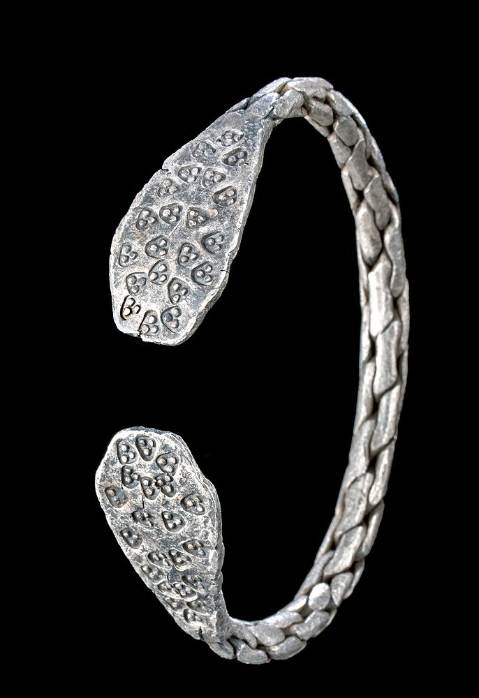 Appraisal: th C Viking Norse Braided Silver Bracelet Northern Europe Viking