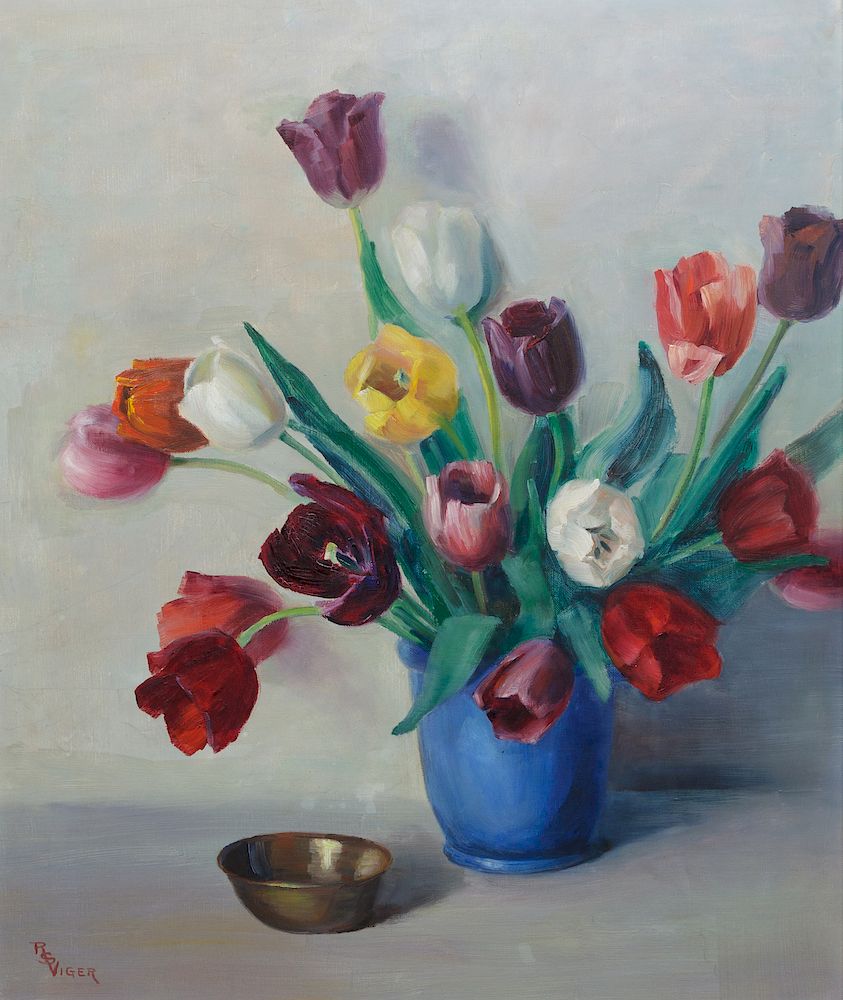 Appraisal: R S Viger th century Still Life with Tulips R