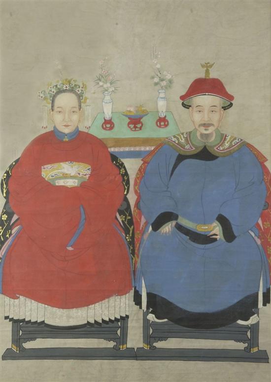 Appraisal: ANONYMOUS Chinese th century ANCESTOR PORTRAIT ink and color on